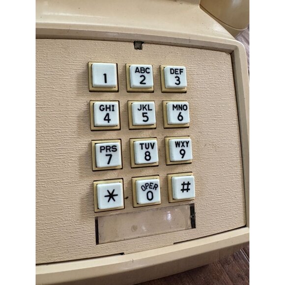 Vintage ITT Beige Push-Button Landline Phone Coiled Cord PROP Untested RJ11C 70s - Picture 9 of 9